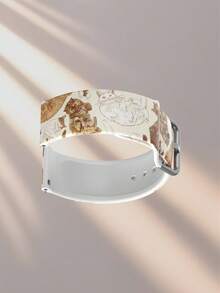 20/22mm Universal Watch Band Compatible With Samsung, Honor Smartwatches - Silicone Surface With Orange & White Cat Pattern Compatible With Huawei GT2/GT3, Watch 3/Galaxy - Multicolor - View 2