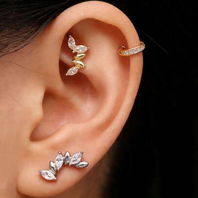 0.9 Dental Accessories Copper Material Zirconia Flower Decor Suitable For Titanium Alloy Lip Ring, Earring, Cartilage Piercing