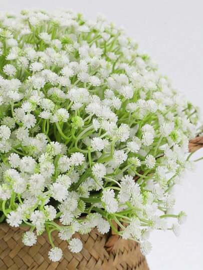 白色星空仿真花带茎 - 仿真满天星花束 - 塑料满天星花束带茎 - 仿真满天星花束及DIY花艺 - 仿真满天星，手工逼真花束，适用于家居、户外、庭院和花园装饰