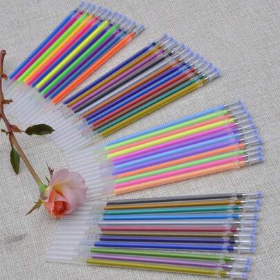 100pcs Glitter Pen Set - 1.0mm Refill Suitable For DIY Art, Writing, Drawing And Doodling - Multi-Color Glitter Gel Pens!