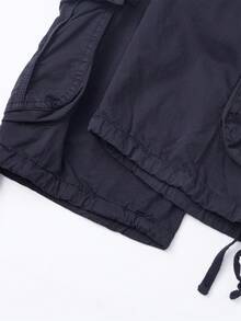 Men's Washed Cotton Cargo Shorts Lightweight Summer Comfortable Classic Multi-Pocket Casual Bottoms With Adjustable Drawstring Hem ,Men Clothes - 藏蓝色 - 查看 9