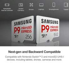 Samsung Micro SD P9 Express Card Up To 800MB/S Read Speed Compatible With Nintendo Switch 2 Laptop Computer Digital Camera Smartphone Tablet Action Camera Handheld Game Console 256GB 512GB TF Game Storage Card MicroSD - View 5
