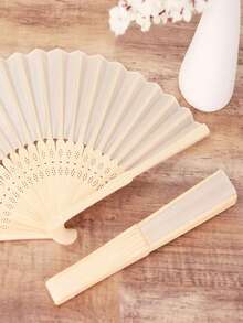 50pcs/10pcs/1pc Wedding/Party Oil Paper Folding Hand Fans - White - View 5