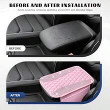 Bling Car Center Console Cover R Leater Armrest Cusion Pad Wit 2 Stoe Pocke Comtable Si Middle Console Cover  Most Veic Car Accessories Pink - 粉紅色的 - 查看 4