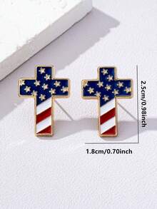 1对优雅旗帜十字耳环（女士款） - 彩色 - 查看 6