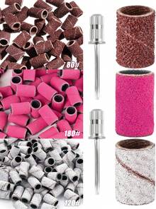 50pcs Electric Nail Grinder Sanding Bands - Fit For Electric Nail Grinder, 3 Colors With Different Coarseness 80/120/180 Grit Sanding Bands, With Small Clamp Holder, Suitable For Acrylic Nail Gel, Nail & Foot Care, Manicure Tools (Brown, Zebra Print, Bright Pink) - Multicolor - View 8