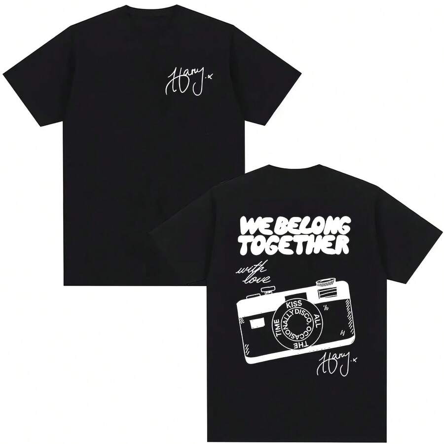 Harry Style We Belong To The 2026 Summer Tour Together T-Shirt Men Women Popular Music Fashion Cotto - 黑色 - 查看 1