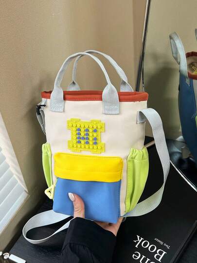 Fashion Kids Phone Crossbody Bag, Travel Shoulder Bag, Patchwork Handbag