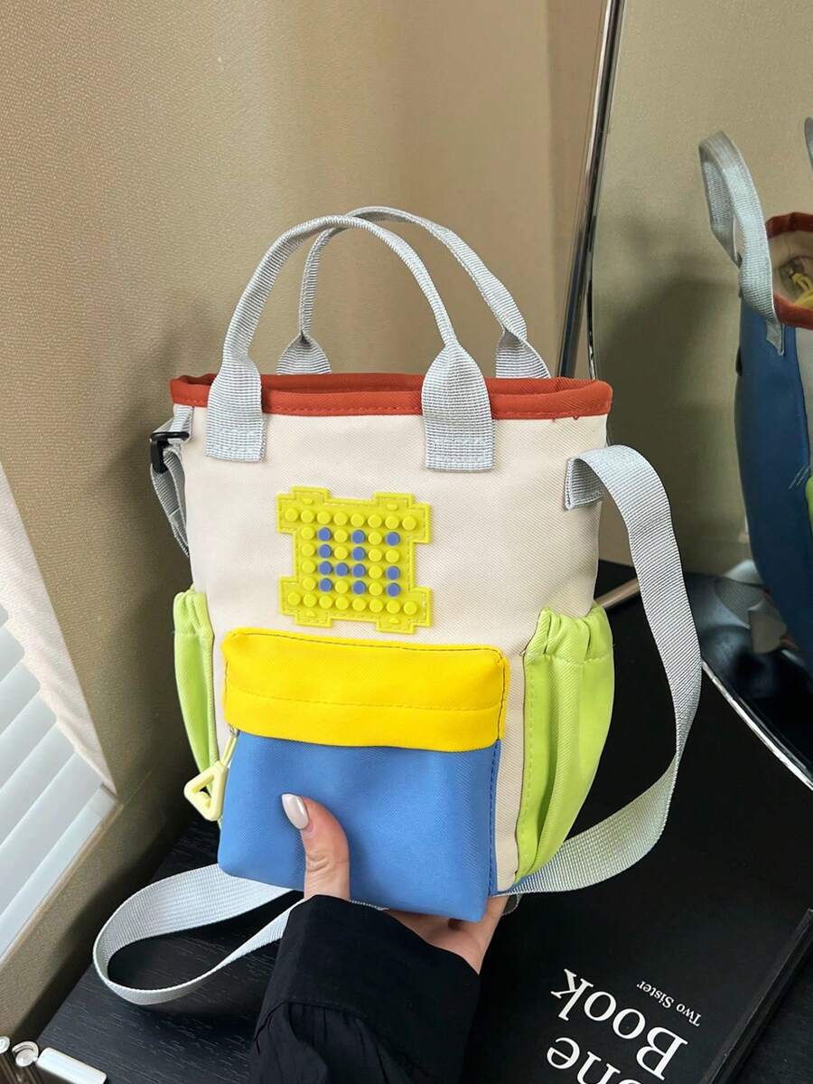 Fashion Kids Phone Crossbody Bag, Travel Shoulder Bag, Patchwork Handbag - Green - View 1