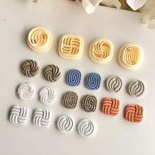 Set de 4 moldes de arcilla polimérica tejida para pendientes, kit de moldes de arcilla polimérica DIY para pendientes, molde de corte pequeño creativo, herramientas hechas a mano para pendientes - Amarillo - Ver 3