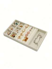 9pcs/Set - 1pc Jewelry Tray, Jewelry Box, Jewelry Storage Box, Stackable Storage Tray, Drawer Storage Tray, Detachable Storage Box, Necklace, Earrings, Rings, Studs, Earrings Storage Box, Multi-Functional Jewelry Storage Box, Divided Storage Tray, Travel Essentials, Dorm Essentials, Wedding Bridesmaid Gift, Mom Gift, Birthday Gift, Gift For Friends And Teachers - Beige - View 27