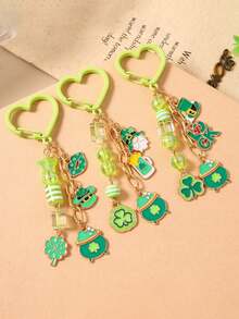 新款流行时尚串珠幸运帽钥匙扣/钥匙圈/坩埚四叶草钥匙扣/包包挂件 - 彩色 - 查看 2