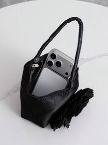 Mini Party Clutch Bag With Rhinestone Decor, Elegant Handbag For Attending Events, Chic Cosmetic Bag, Versatile Fashion Small Handbag - Black - View 9