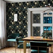 1卷复古暗黑时尚植物花鸟壁纸，精致室内装饰膜，适用于房间橱柜的翻新装饰壁纸，各种房间墙面装饰壁纸，易于安装，手工工艺膜壁纸 - 多色 - 查看 4