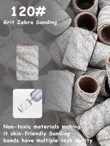 50pcs Electric Nail Grinder Sanding Bands - Fit For Electric Nail Grinder, 3 Colors With Different Coarseness 80/120/180 Grit Sanding Bands, With Small Clamp Holder, Suitable For Acrylic Nail Gel, Nail & Foot Care, Manicure Tools (Brown, Zebra Print, Bright Pink) - Multicolor - View 5