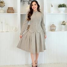 Dresses/Elegant Dresses/Winter Dresses/Jacquard Dresses/Decorative Button Dresses/Dresses Sizes M To XL - Nude hỗn hợp - Xem 1