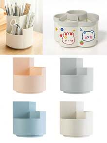 1个多功能桌面收纳盒，带笔筒和抽屉，无需电源，便携式办公用品和宿舍必备，倾斜笔筒适合学生桌面，是大学和高中学生返校的完美礼物，办公桌配件，桌面收纳盒，文具收纳，铅笔盒，教师节礼物，家居必备，2026毕业季派对用品，复活节派对用品 - 彩色 - 查看 7