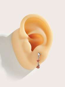 1pc Fashionable Minimalist Water Drop Diamond Pendant Earrings, Suitable For Women's Daily Wear - water droplets - View 4