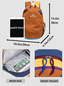 Color-Blocked Outdoor Mini Nylon Backpack Women Purse; Multi-Functional Stylish Day Bag; Multi-Pocket Lightweight Travel Bag; Large-Capacity Minimalist School Bag; Convenient Book Bag, Suitable For Students, Nurses, Teachers, Business People, Travel, Business Trips, Daily Commutes, Shopping, Office, Dates, Hiking, Training, Work, Birthday Gifts, Holiday Gifts, Mochilas - Multicolor - View 2