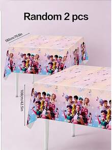 New K-Pop Themed Birthday Party Disposable Tablecloth Set, Suitable For Girls And Children Themed Party Supplies - Multicolor - View 8