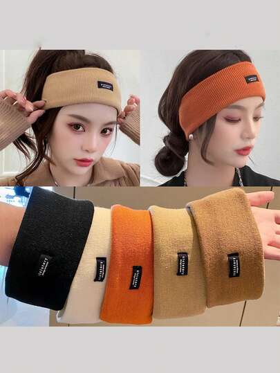 1 pieza Diadema de punto, Diadema deportiva, Cinta para el cabello de invierno para mujer, Protección para la frente de otoño-invierno, Bufanda de lana