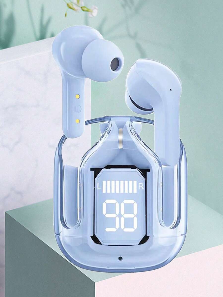 Nuevos auriculares inalámbricos TWS con pantalla táctil transparente y baja latencia, carga tipo C, Bluetooth 5.3 semi-intrauriculares inalámbricos para deportes con batería de larga duración