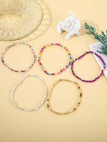 1/5/10/20/30 pezzi/Set Cavigliera elastica in stile bohémien con perline di vetro colorate, raffinata e versatile per vacanze al mare, gioiello personalizzato alla moda adatto per l'uso quotidiano, regalo perfetto per feste e vacanze, accessorio versatile per outfit casual e da vacanza da donna - Multicolore - Visualizzare 4