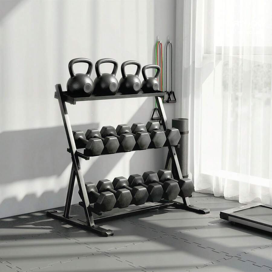 Sportnow Estante para mancuernas de entrenamiento de fuerza - Negro - Ver 1