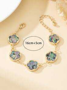 1pc Metallic Vintage Style Colorful Clover Lucky Charm Bracelet For Women, Suitable For Party, Travel, Wedding/Birthday Gift - Colorful - View 5