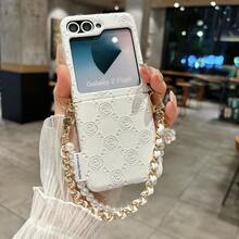 钥匙扣挂绳款女士手机壳，侧边压纹搭扣系列，玫瑰花瓣设计，带挂绳，可折叠手机壳，适用于三星 Galaxy Z Flip7、Galaxy Z Flip7FE、Galaxy Z Flip6、Galaxy Z Flip5，时尚、流行、优雅的手机保护套 - 彩色 - 查看 23