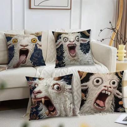 1 PC Funny Sheep Pattern Pillowcase, Suitable For Home Bedroom, Car, Office Decoration, Bedroom Decoration, Can Also Be Used As Living Room Sofa Cushion Cover, Home Decoration Art Pillowcase.