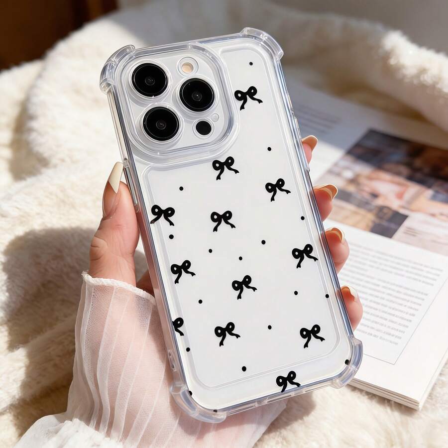 1个可爱波点蝴蝶结透明气囊防震手机壳，兼容苹果7/8/X/XR/XS Max/11/12/13/14/15/16/17 Pro Max、三星Galaxy A14/A15/A16/A17/A04/A05/A06/A07/A54/A55/A56/A57/A34/A35/A36/A37/S26/S26+/S26 Ultra、12C/13C/14C/15C、荣耀400/400 Pro/400 Lite/300/300 Pro/200、C85 Pro/C75/C71/C63/C53 - 無色 - 查看 1