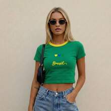 Cropped T-Shirt Brazil World Cup Fan Look - 黑色 - 查看 7