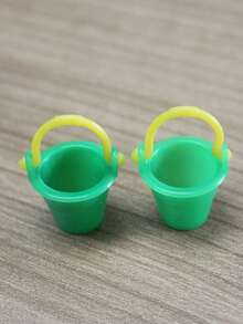 Easter Decor Moss Micro Landscape Ornament, Miniature Doll House Props, Realistic Mini Plastic Beach Miniature Model Toys, Colorful Small Buckets, Trash Cans - Simulation Mini Bucket - View 6