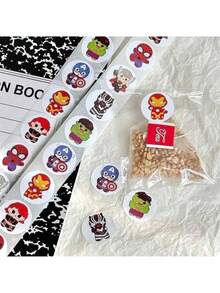 500pcs[Marvel Fan Style]Multi-Character Roll Sticker Set For Superhero Theme Gift Wrapping & Craft Projects New Year's Gift, Valentine's Day Gift, Easter Gift (Stochastic Style) - Multicolor - View 3