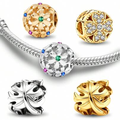 1件时尚925纯银龟背竹叶珠项链吊坠，适合女士手链、手镯DIY首饰制作和日常穿搭搭配饰品，适合女孩佩戴