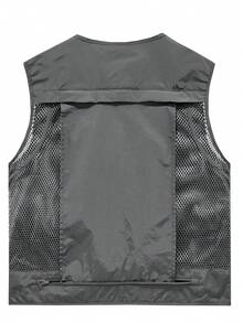 1pc Men's Outdoor Multi-Pocket Sleeveless Utility Vest, Suitable For Photography, Work, Fishing, Travel, Hiking, Camping, Casual Wear Sports - Grey - View 6