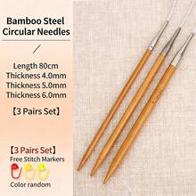 Kim đan tròn bằng tre dài 80cm, kim đan tròn dùng cho việc tự làm đồ đan tay và các dự án dệt may, kim đan tròn nhiều kích cỡ, đồ thủ công bằng sợi, đầu kim nhẹ, vật liệu, dụng cụ cầm tay, lý tưởng cho những người đam mê đan tay và yêu thích thủ công. - 3 cái - Xem 5