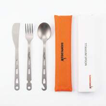 三合一钛合金超轻餐具套装 多功能便携式食物装饰餐具 带啤酒开口设计钛合金勺 - 灰色 - 查看 1