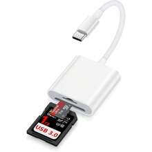 1pc Unisex Travel Portable USB-C/Lightning 2-In-1 Card Reader Dual Slot SD/TF Plug And Play Adapter Compatible With Phone 17/16/15/14/13/12/11/XS/XR/8/7/6/ Series Devices Storage Card Memory Card Converter Connector - White - View 5