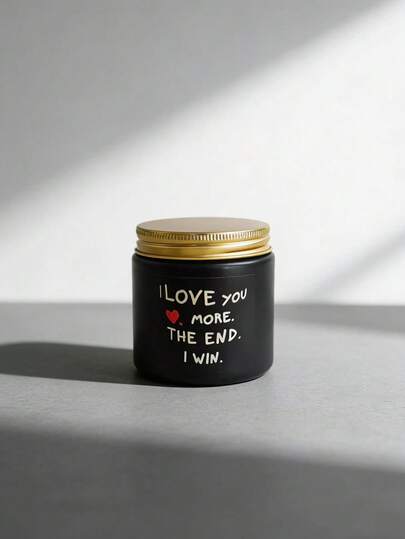 1pc Romantic Scented Candle, Black Glass Jar With Luxurious Gold-Colored Lid. Charming "I Love You More" Label Adds Alluring Ambiance, Long-Lasting Fragrance Creates A Loving And Warm Atmosphere, Ideal For Date Nights And Special Occasions. Candle, Scented Candle, Decorative Candle, Soy Candle, Gift For Friends, Gift For Her, Home Decor Candle.