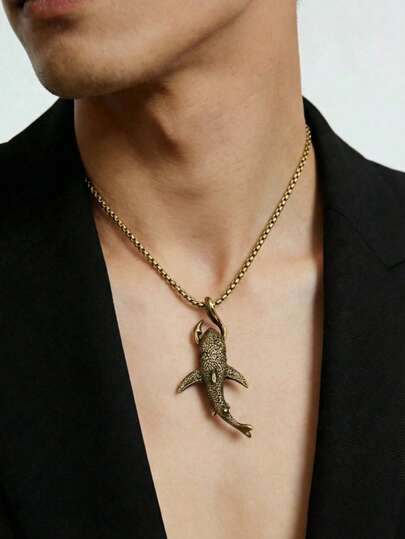 1pc Men's Personalized Shark Pendant Necklace