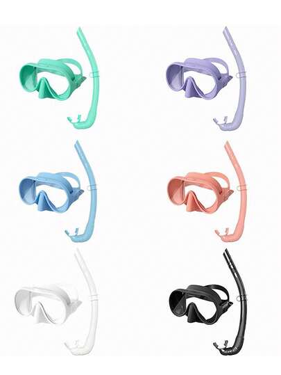 Adult Snorkeling Set, Includes 180° Tempered Glass Anti-Fog Mask, Wet Breathing Tube, Unisex