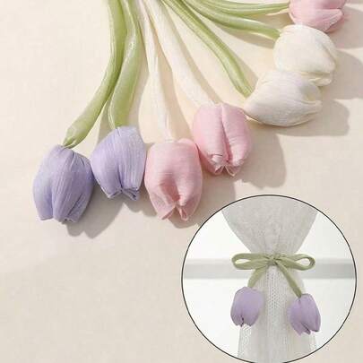 Dây rèm Tulip hai đầu, Dây rèm phong cách Bohemian, Dây rèm, Dây ruy băng rèm voan có thể điều chỉnh, Băng dính trang trí rèm không cần khoan, Keo dán trang trí rèm, Kẹp rèm, Giá đỡ rèm, Thích hợp cho phòng ngủ, phòng khách, nhà bếp, trang trí nhà cửa, đồ dùng nhà bếp, đồ dùng đám cưới