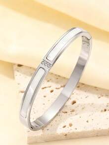 2026新款不锈钢戒指，多种款式设计（罗马数字、四叶草、水钻等），百搭通勤奢华配饰，可叠戴，低过敏性，独特设计，节日礼物 - 銀色4 - 查看 5