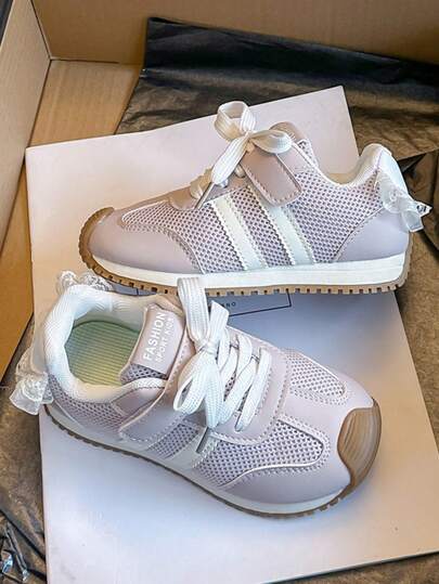 2026 Spring New Lace Trim Casual Sneakers For Girls, Soft Sole Comfortable Children's Athletic Shoes, Fashion Versatile Gump Shoes For Toddler/Big Kids, Outdoor/Campus Wear