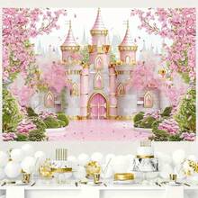 1PC Magic Castle Wonderland Background Banner, Party Decoration Set Wall Decoration, Suitable For Photo Booth, Birthday And Anniversary Celebrations, Holiday Decoration, Cake Table, Photo Booth And Home Decoration Supplies, Home Indoor And Outdoor Celebration Decoration, Outdoor Events, Party Decoration. - A - View 5