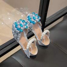 Infant Flat Shoes, Comfortable Versatile Pearl & Rhinestone Princess Shoes - Silver - View 7