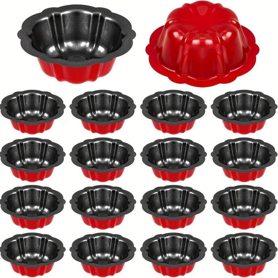Non-Stick Indented Mini Cake Mold, Made Of Carbon Steel Metal Tube Baking Mold With Floral Cake Design