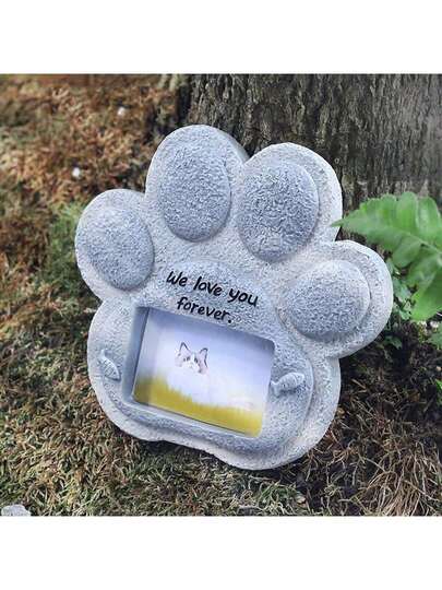 Heart-Shaped Pet Resin Memorial Monument, Suitable For Dog Or Cat Grave Marker. Though No Longer By Our Side, You Will Forever Live In Our Hearts. Suitable For Yard, Lawn, Memorial Gift For Deceased Pets.